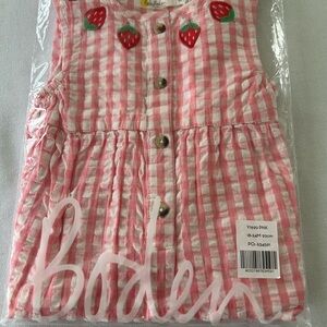 Baby Boden Pink Checkered One Piece with Strawberry Accents